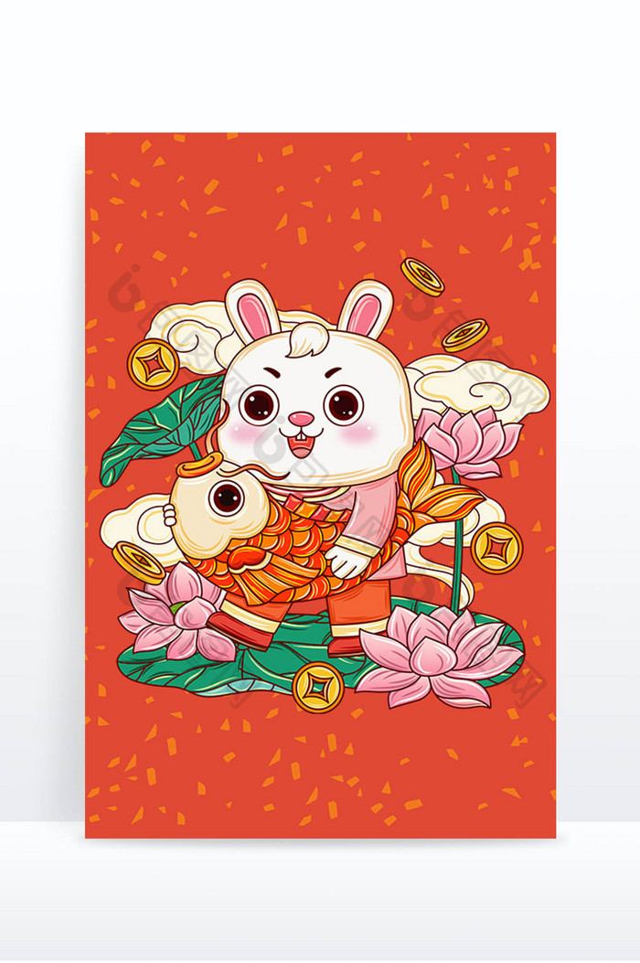 中国风卡通兔子形象元素