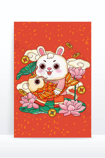 中国风卡通兔子形象元素图片