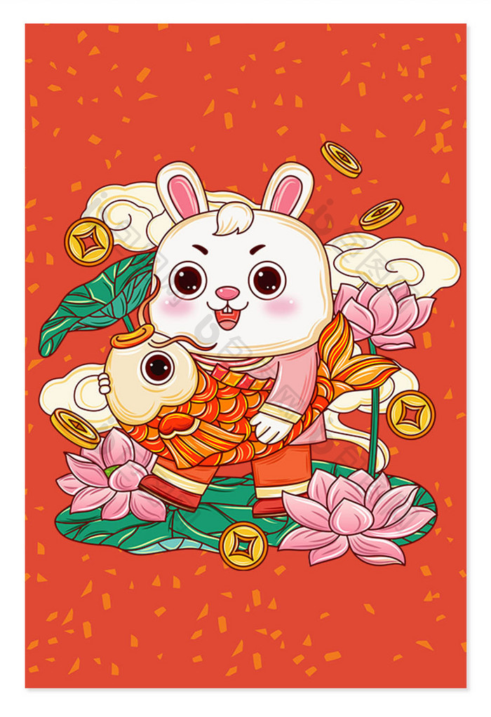 中国风卡通兔子形象元素