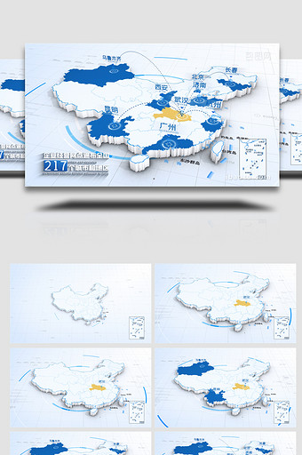 简洁区位辐射地图定位数据展示图片