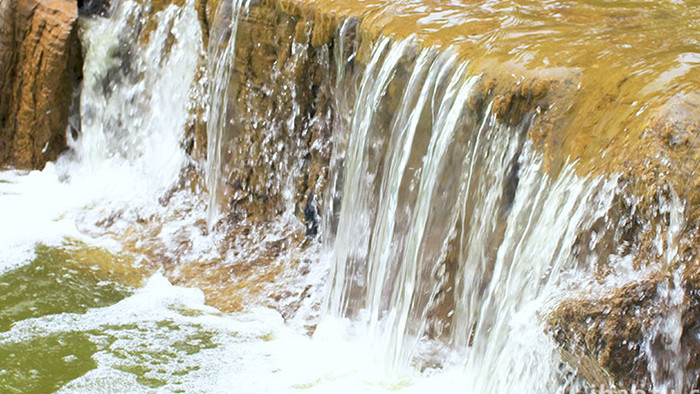 户外流水瀑布景观自然实拍4K