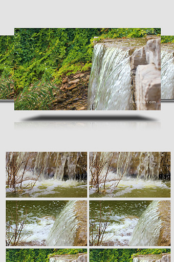 瀑布水潭水帘水瀑流水自然生态图片