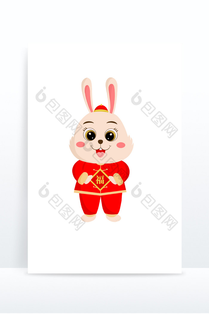 兔年手拿福字的兔子图片图片