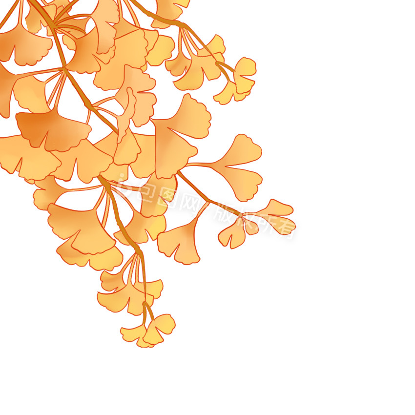 黄色秋分杏树叶子掉落GIF图片