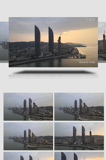 城市建筑厦门双子塔航拍视频图片