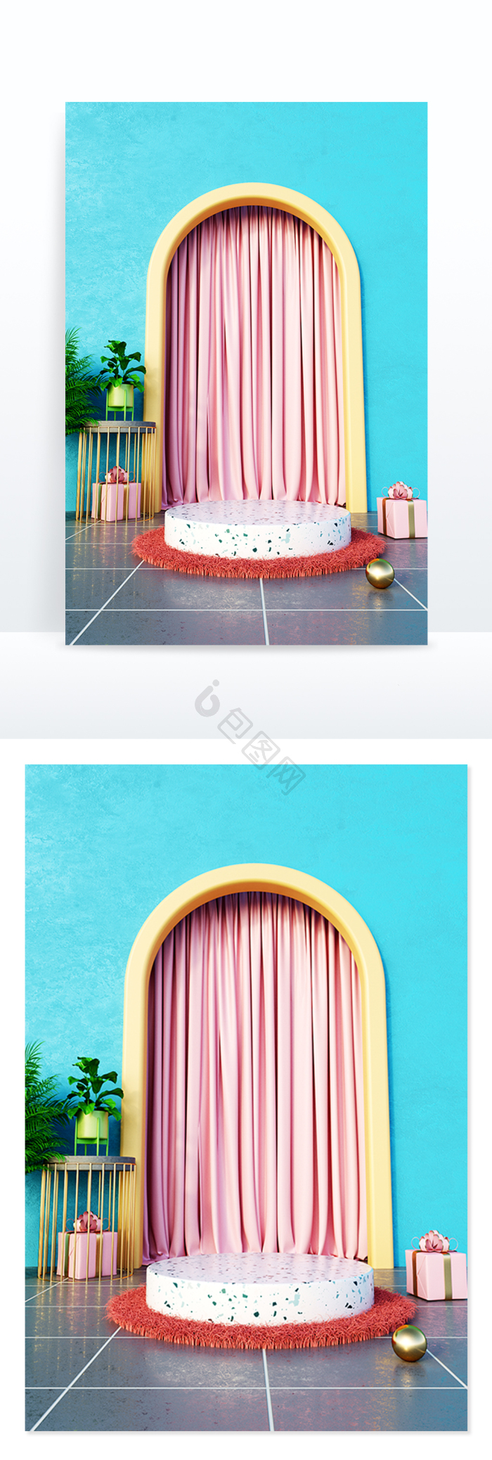 【c4d城市通道建筑创意电商展台】图片下载-包图网