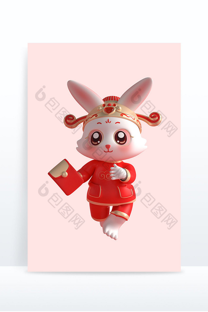 兔年红色喜庆3D可爱兔子形象4
