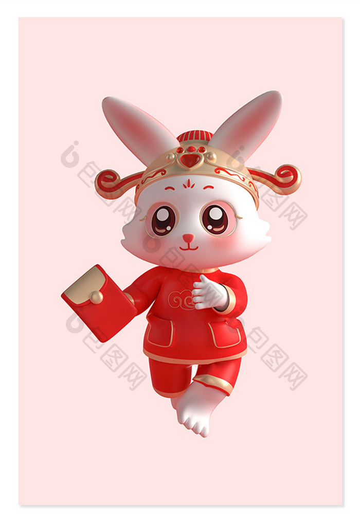 兔年红色喜庆3D可爱兔子形象4