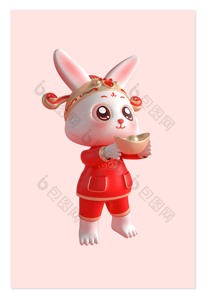 兔年红色喜庆3D可爱兔子形象5