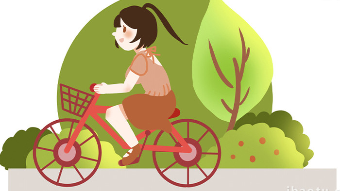 易用卡通mg动画女孩骑单车兜风