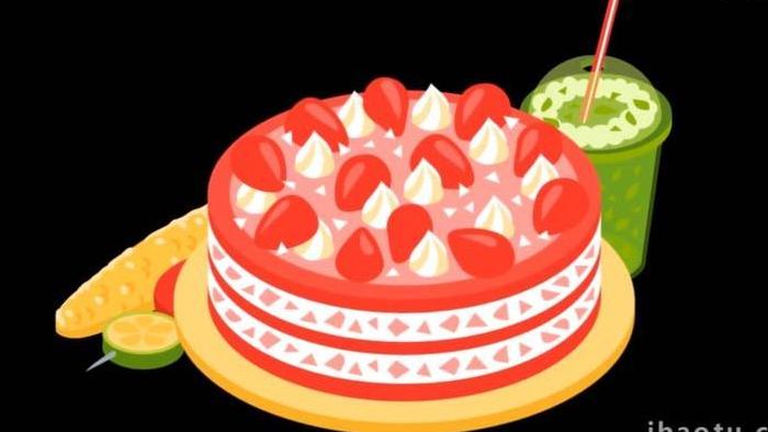 卡通类扁平甜点食物蛋糕MG动画