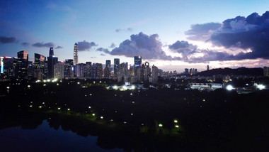 震撼深圳日转夜城市风景4K航拍