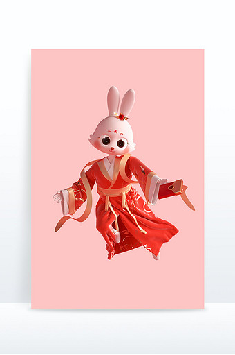兔年3D红色喜庆卡通兔子人物2图片