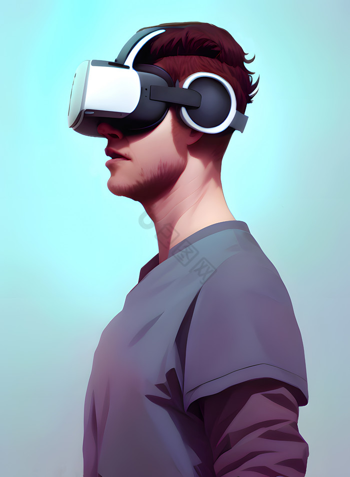 元宇宙VR眼镜男性科技数字艺术图片