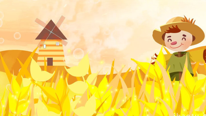卡通风秋季金色背景视频模板