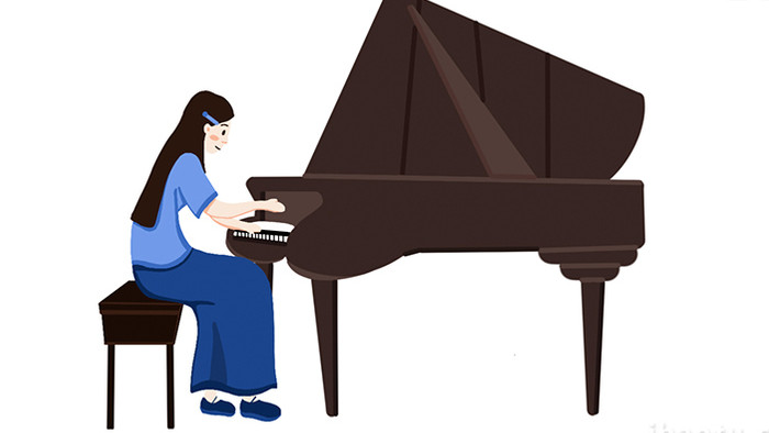 易用卡通mg动画优雅女人弹钢琴