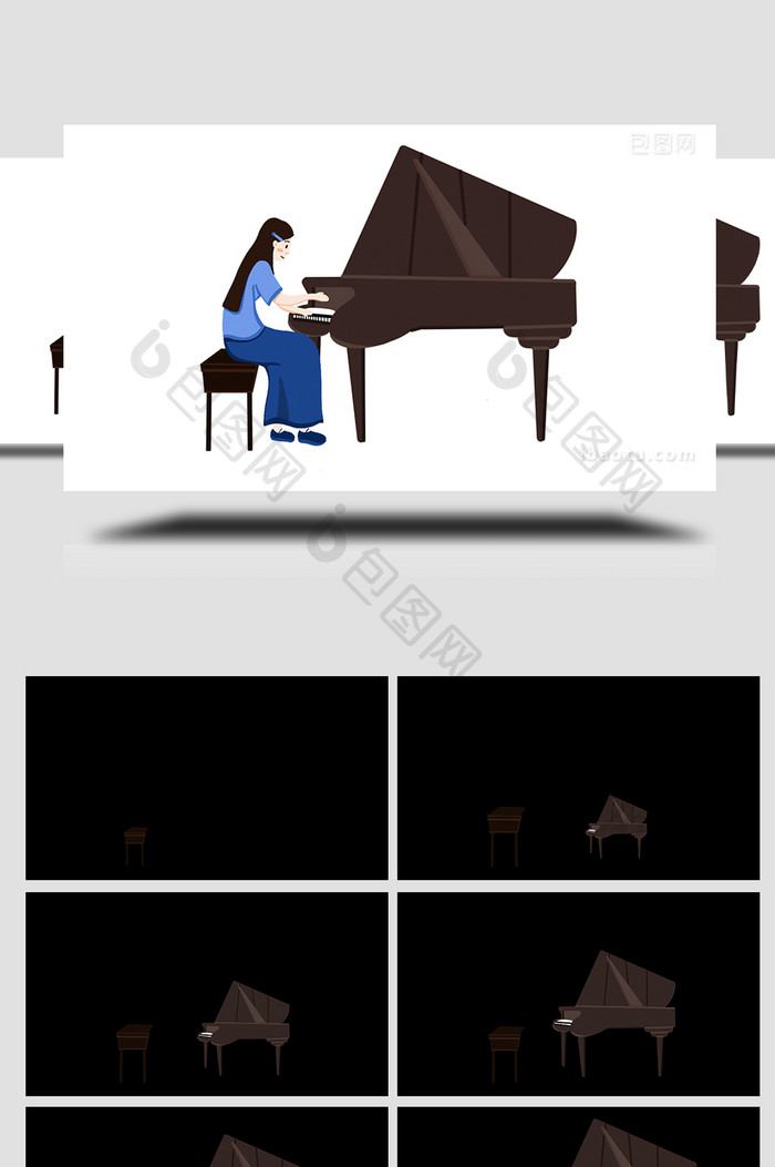 易用卡通mg动画优雅女人弹钢琴