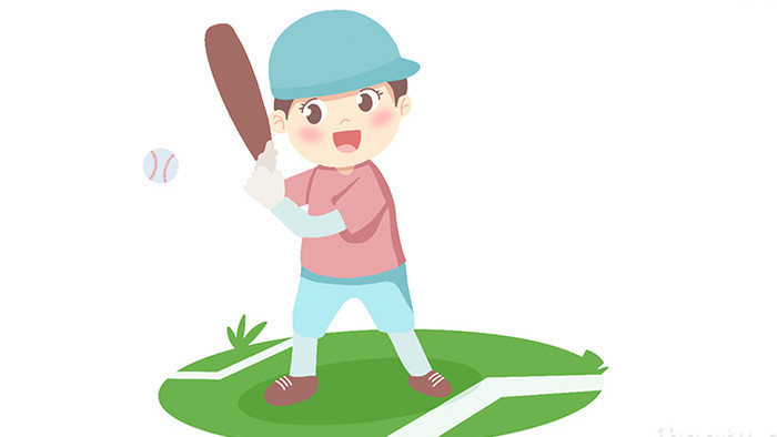 易用卡通mg动画运动男孩打棒球