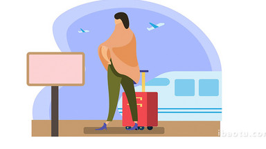 易用卡通mg动画女孩拖着行李箱