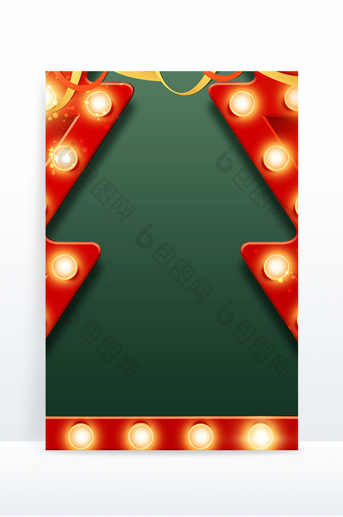 绿色圣诞节合成灯牌宣传背景