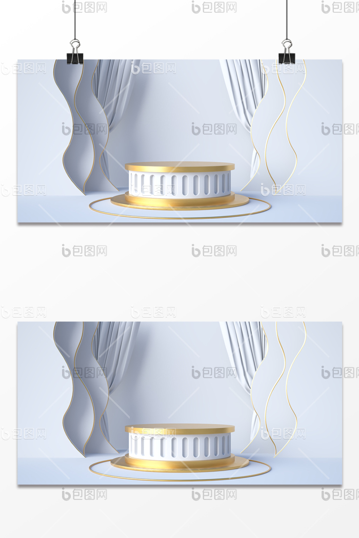 【c4d白色层叠极简圆型电商展台】图片下载-包图网