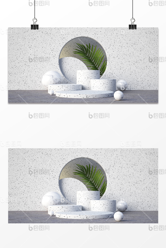 【c4d白色极简圆型组合电商展台】图片下载-包图网