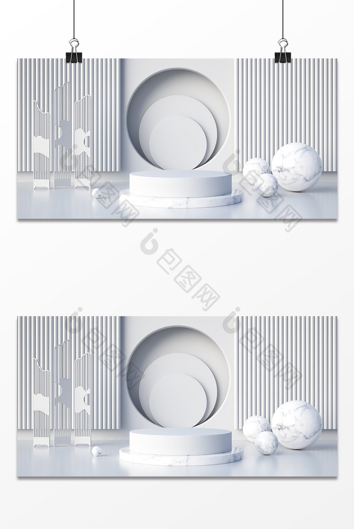 【c4d白色极简简约大气电商展台】图片下载-包图网