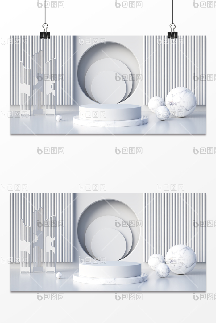【c4d白色极简简约大气电商展台】图片下载-包图网