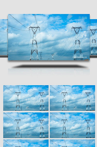 自然天空电力塔高压线蓝天白云延图片