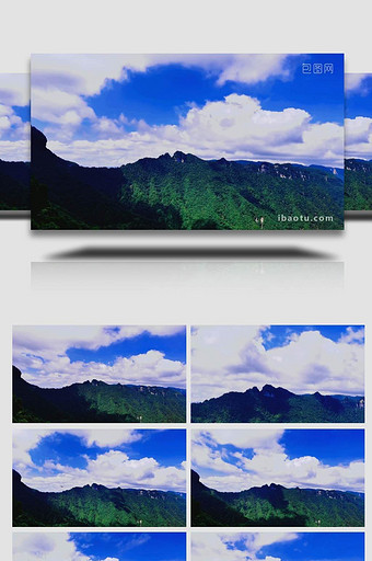连绵高山天际线蓝天白云实拍4K图片
