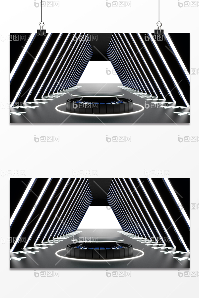 【c4d创意黑色炫酷圆型电商展台】图片下载-包图网