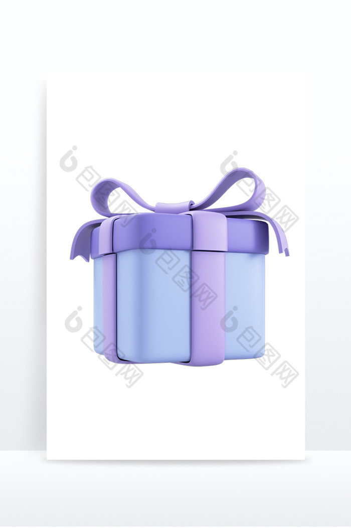 C4D创意蓝紫色礼盒元素模型图片图片