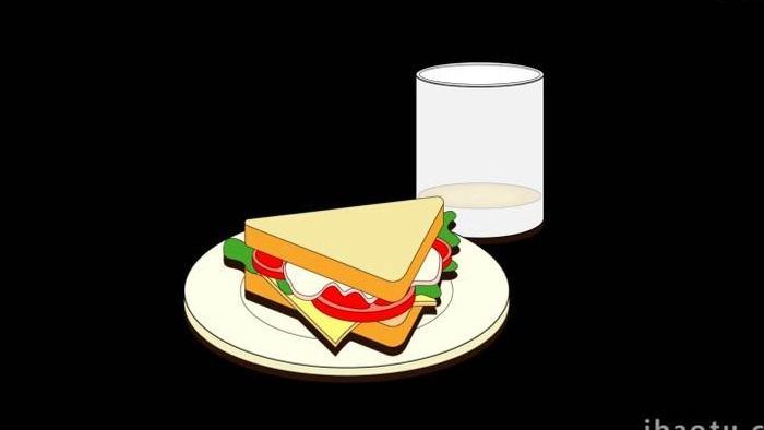 卡通食物美食三明治早餐MG动画