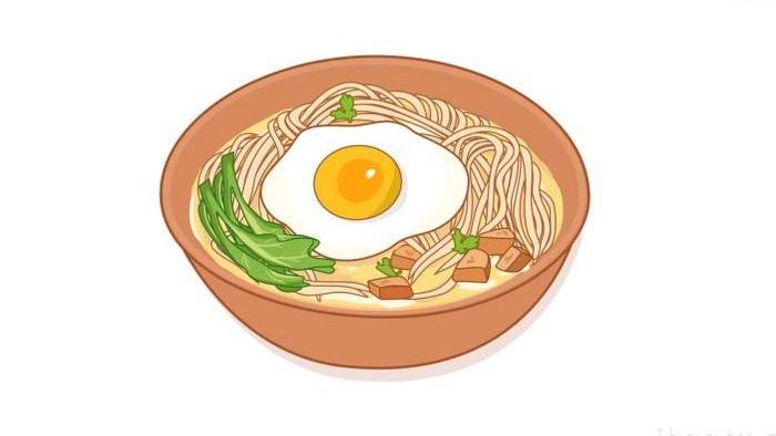 卡通类食物美食面条鸡蛋MG动画