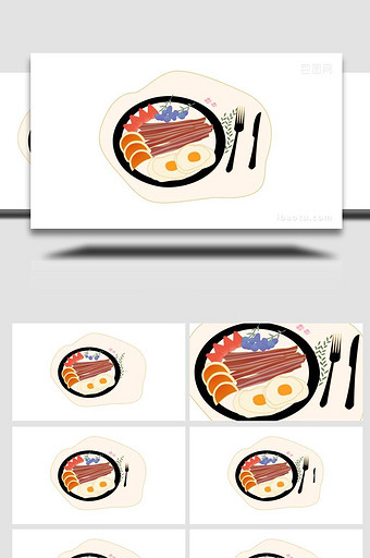 卡通类食物美食牛排西餐MG动画图片