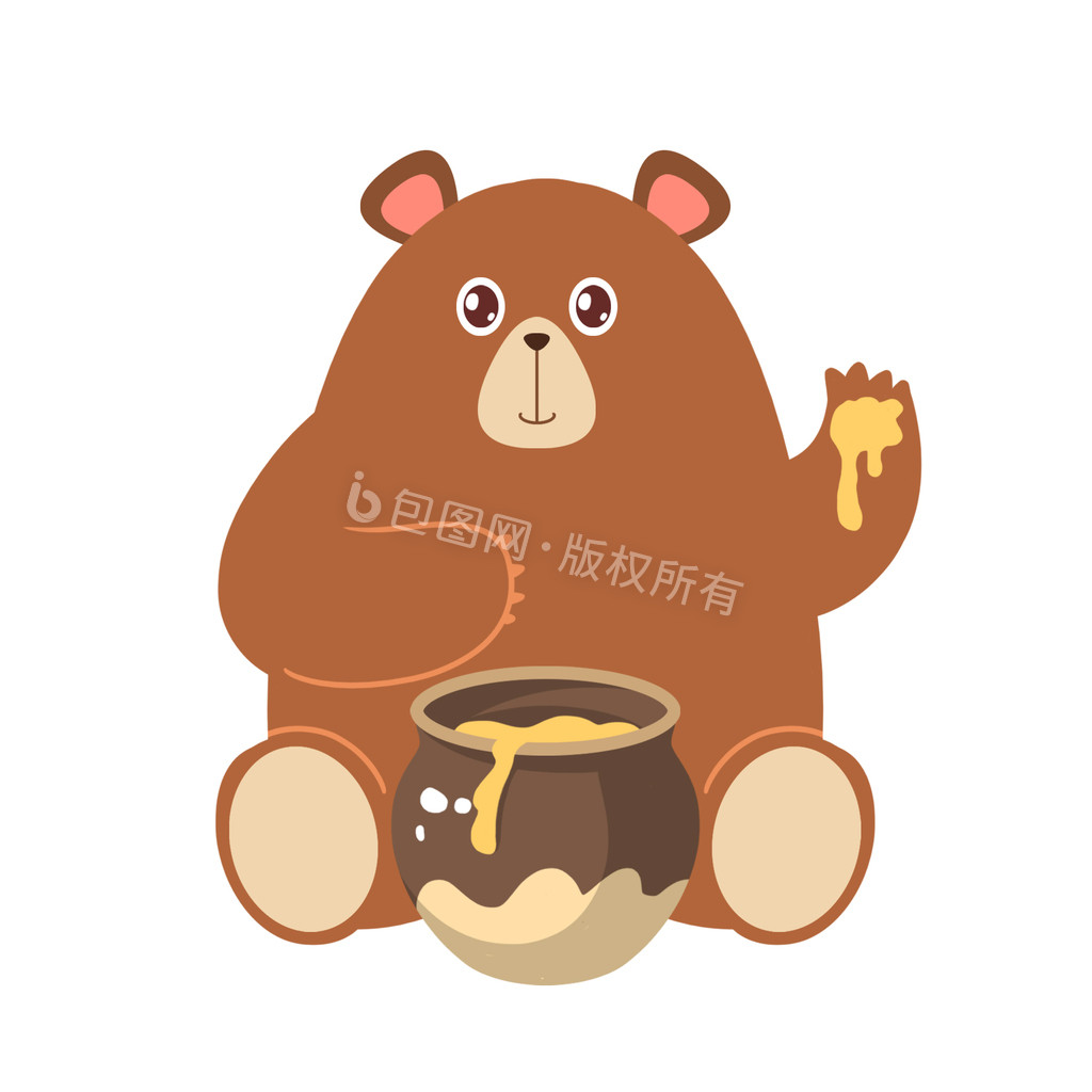 卡通棕色小熊偷吃蜂蜜动图GIF图片