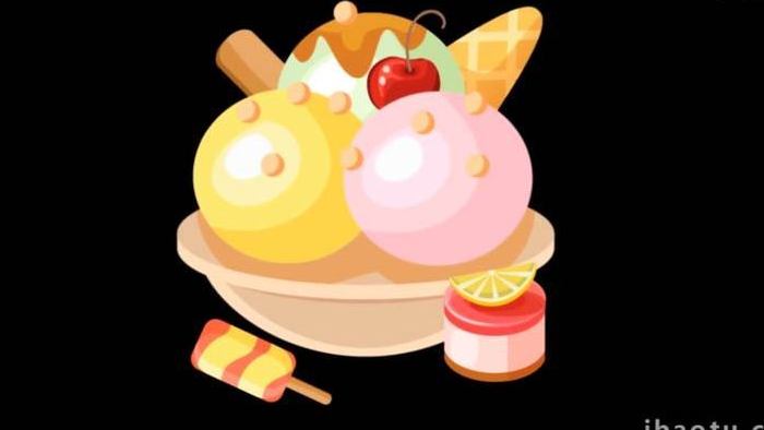 卡通食物甜点冰淇淋雪球MG动画
