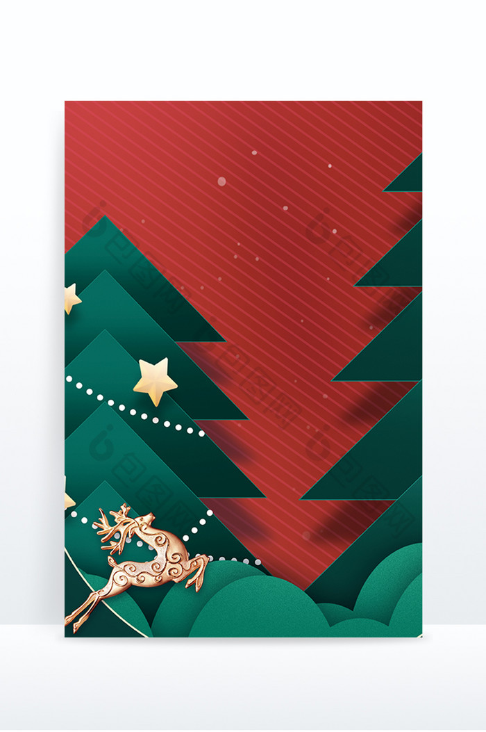 圣诞节剪纸风合成麋鹿背景