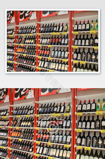 超市红酒陈列展示货架酒瓶图片