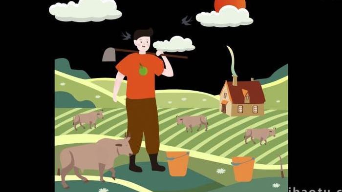 卡通类耕种农业生产农民MG动画