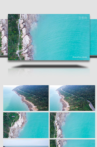 自然风光海边连岛风景4K航拍图片