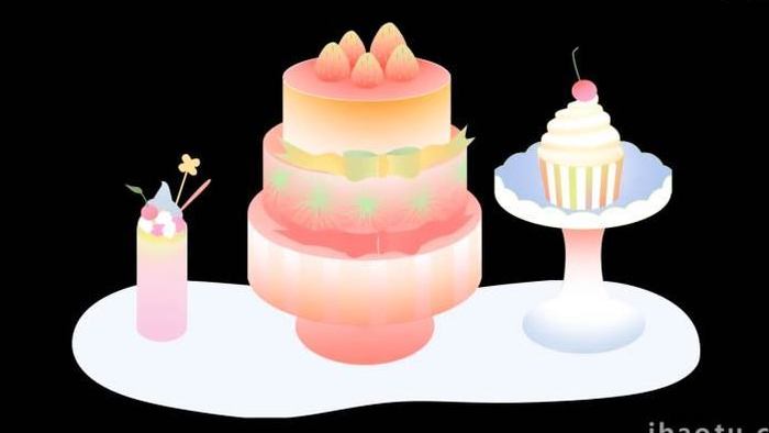 卡通类食物美食甜点蛋糕MG动画