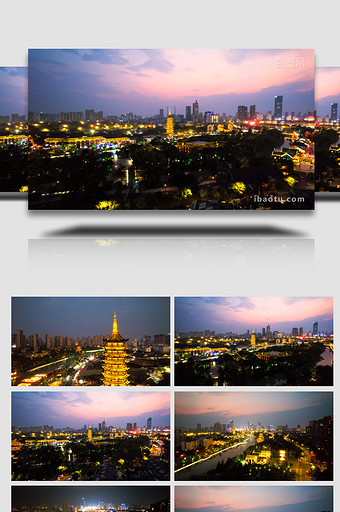 城市夜景淮安里运河文化长廊4K图片