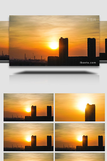 城市日出太阳升起4K延时摄影图片