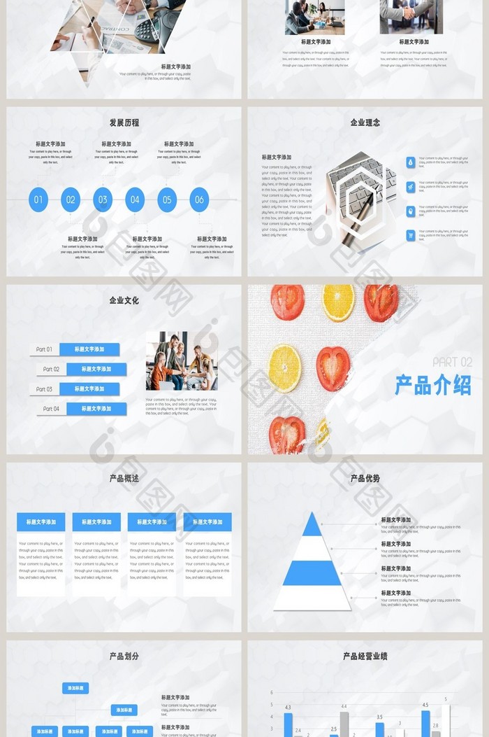 蓝色简单大气企业产品宣传PPT