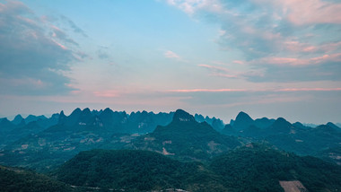 自然唯美山峰山脉晚霞航拍延时