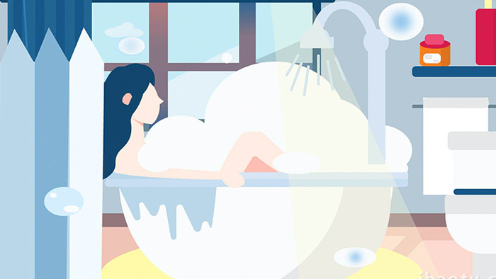 易用卡通mg动画女孩在浴缸泡澡