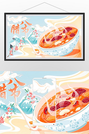 中国风国潮腊八节气海报插画图片