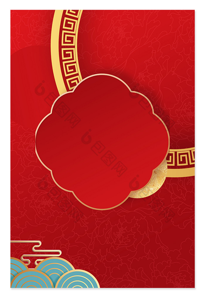 红色中国风春节喜庆新年兔年背景