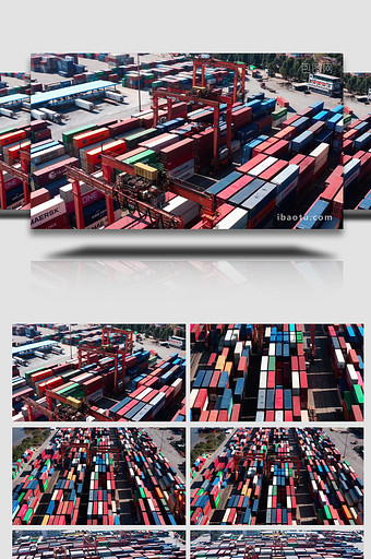 大气港口集装箱物流运输航拍图片